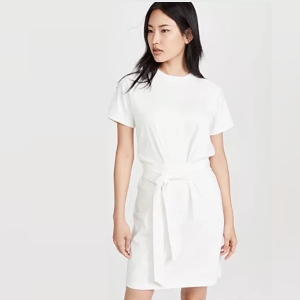 VINCE OFF-WHITE SIDE-TIE MINIDRESS Large